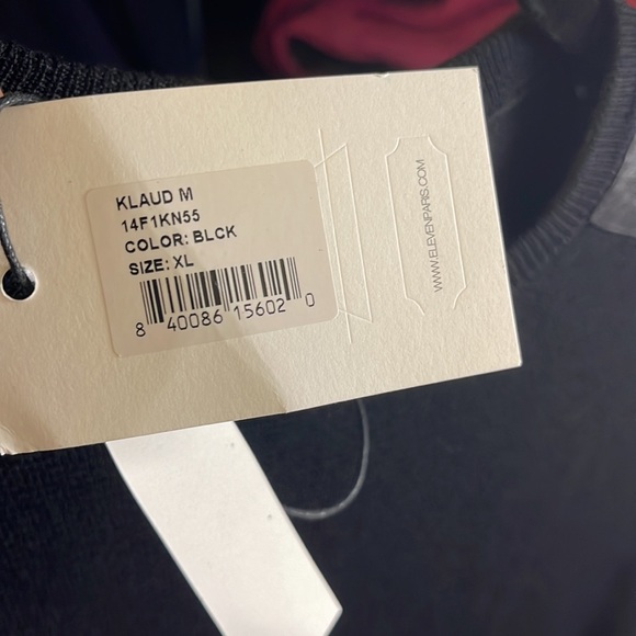 Mens ribbed crew neck sweater with leather details - Picture 11 of 11